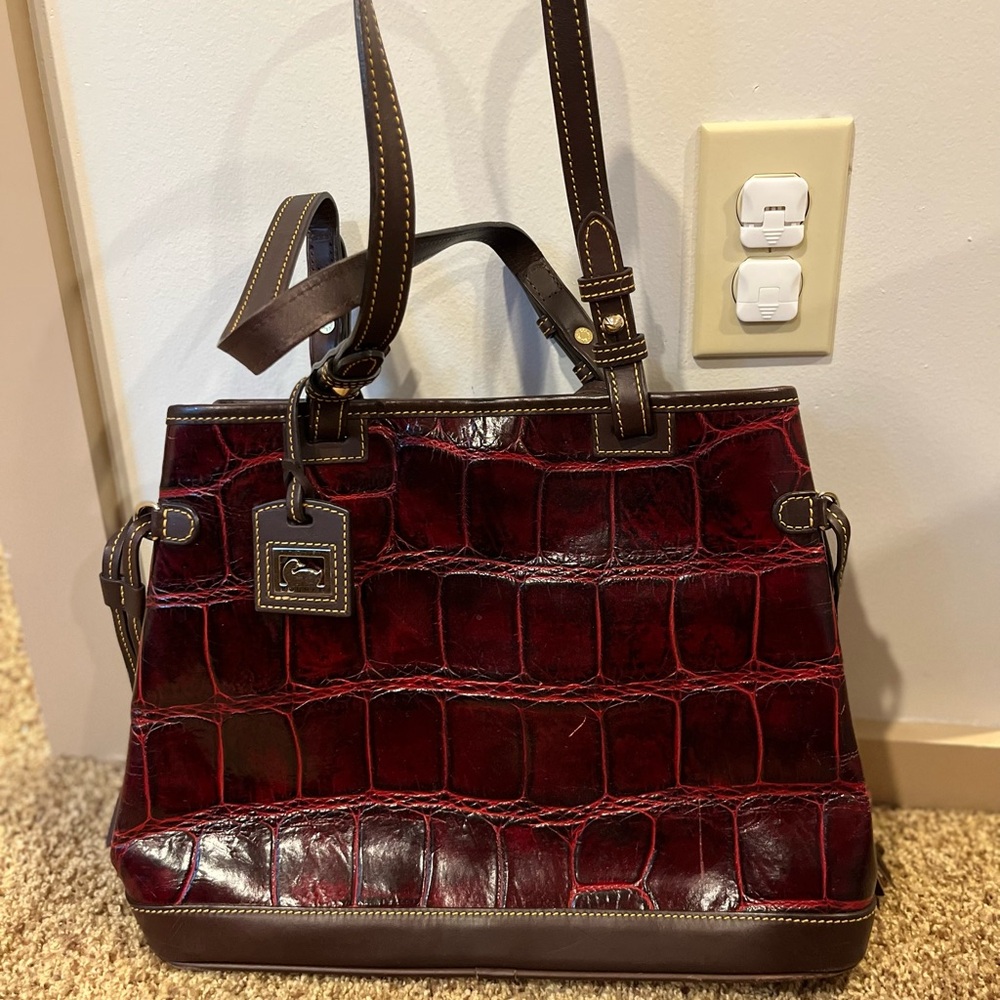 Dooney & Bourke Dark Red Crocodile-Embossed Tote